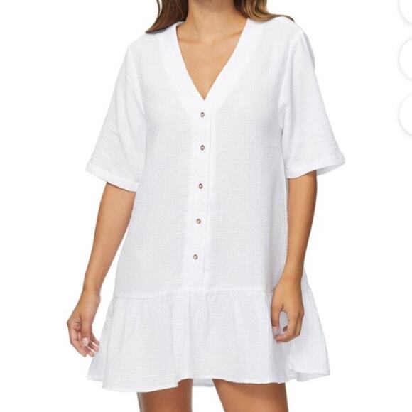 Raisins NWT Juniors' Sol Cotton Button-Up Cover-Up Dress M - Picture 1 of 6